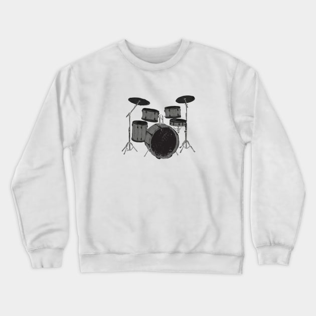 Hand Drawn Drum Set Crewneck Sweatshirt by Sloat